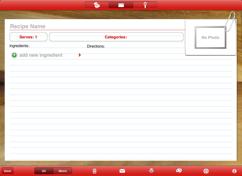 click image to view full size Serving Sizer Pro edit recipe screen